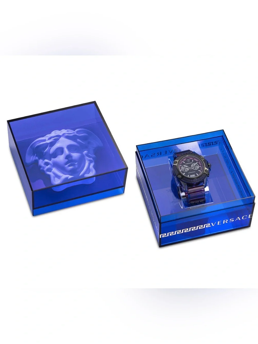 Versace Men's Purple Chronograph Silicone Strap Watch